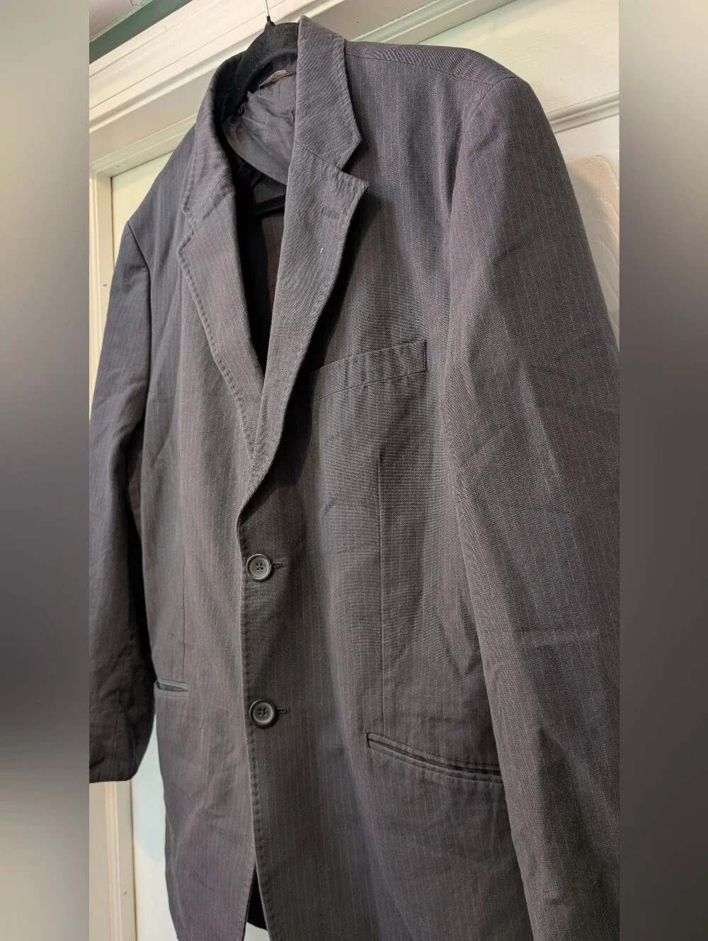 Banana Republic Gray Pinstripe Blazer Jacket 44R 100% Cotton